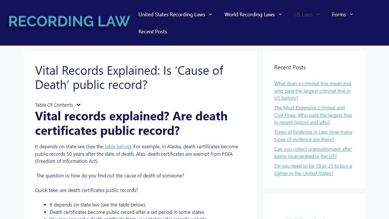 Vital Records Explained: Is ‘Cause of Death’ public record?